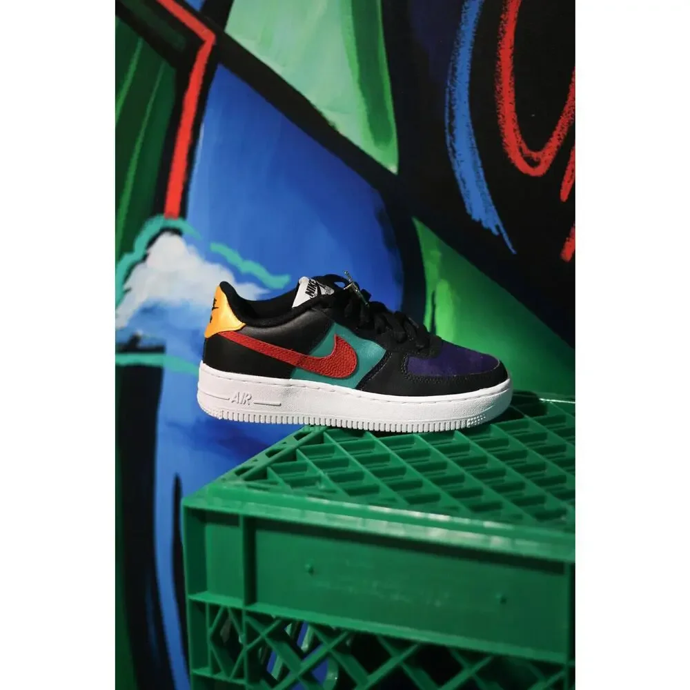 Nike Air Force 1 LV8 EMB NBA WNBA Black Teal DN4178 001 - SIZE 6Y / 7.5 WOMENS - Picture 8 of 13